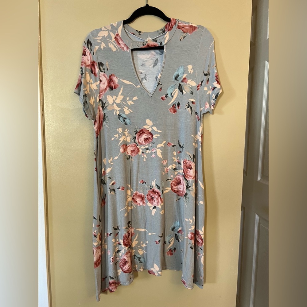 L I Josh Grey/blush Floral dress